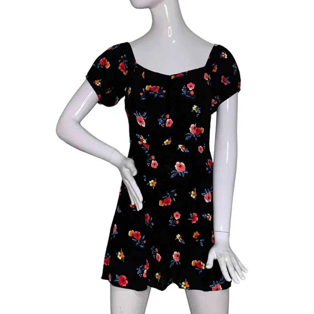 Forever 21 NWT Dress Floral Print Short Sleeve Hidden Zipper on Side Size S